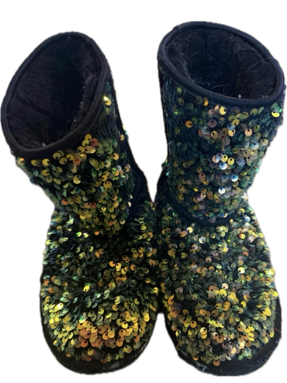 Kids Ugg Sequin Glitter Boot - Green/Gold